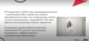 Татарстан направил 705 млн рублей на поддержку бизнеса участников СВО и их семей