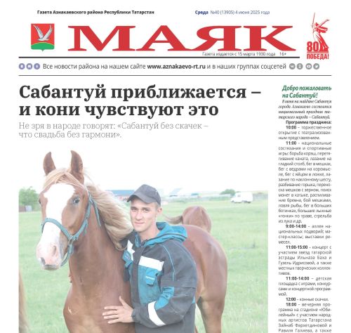 Видео анонс выпуска Азнакаевской районной газеты «Маяк» от 4 июня
