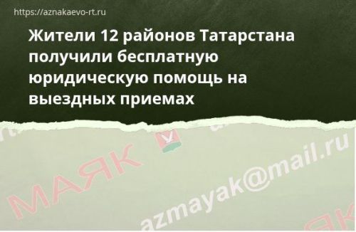 Жители 12 районов Татарстана получили бесплатную юридическую помощь на выездных приемах