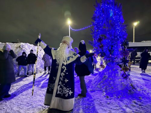 В микрорайоне Монолит зажглась новогодняя елка