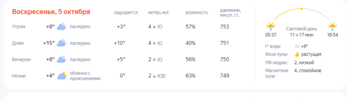 Какая погода ждет нас в воскресенье?