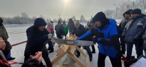 Азнакайда узган авыл яшьләре спартакиадасында утын да кистеләр