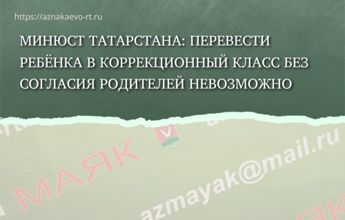 Минюст Татарстана: перевести ребёнка в коррекционный класс без согласия родителей невозможно