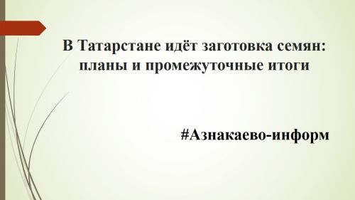В Татарстане идёт заготовка семян: планы и промежуточные итоги