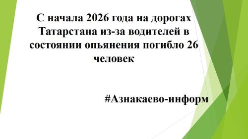 С начала 2026 года на дорогах Татарстана из-за водителей в состоянии опьянения погибло 26 человек