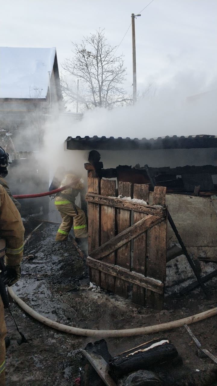 В Азнакаево сгорел дровяной сарай