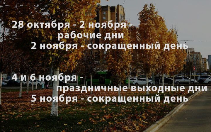 В начале ноября жителей Татарстана ждет трехдневная рабочая неделя