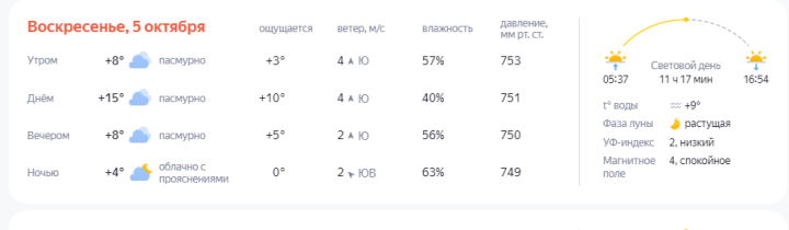 Какая погода ждет нас в воскресенье?
