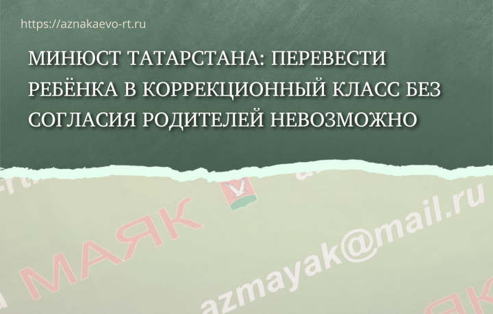 Минюст Татарстана: перевести ребёнка в коррекционный класс без согласия родителей невозможно