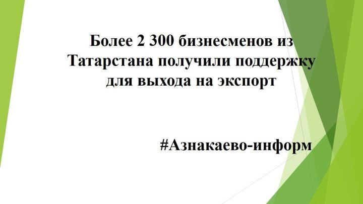 Более 2 300 бизнесменов из Татарстана получили поддержку для выхода на экспорт