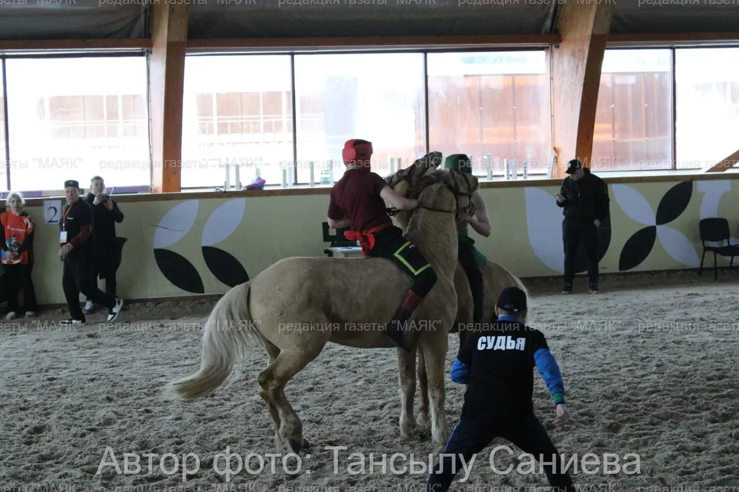 Актүбә бистәсендә ир-атлар ат өстендә көрәшәләр
