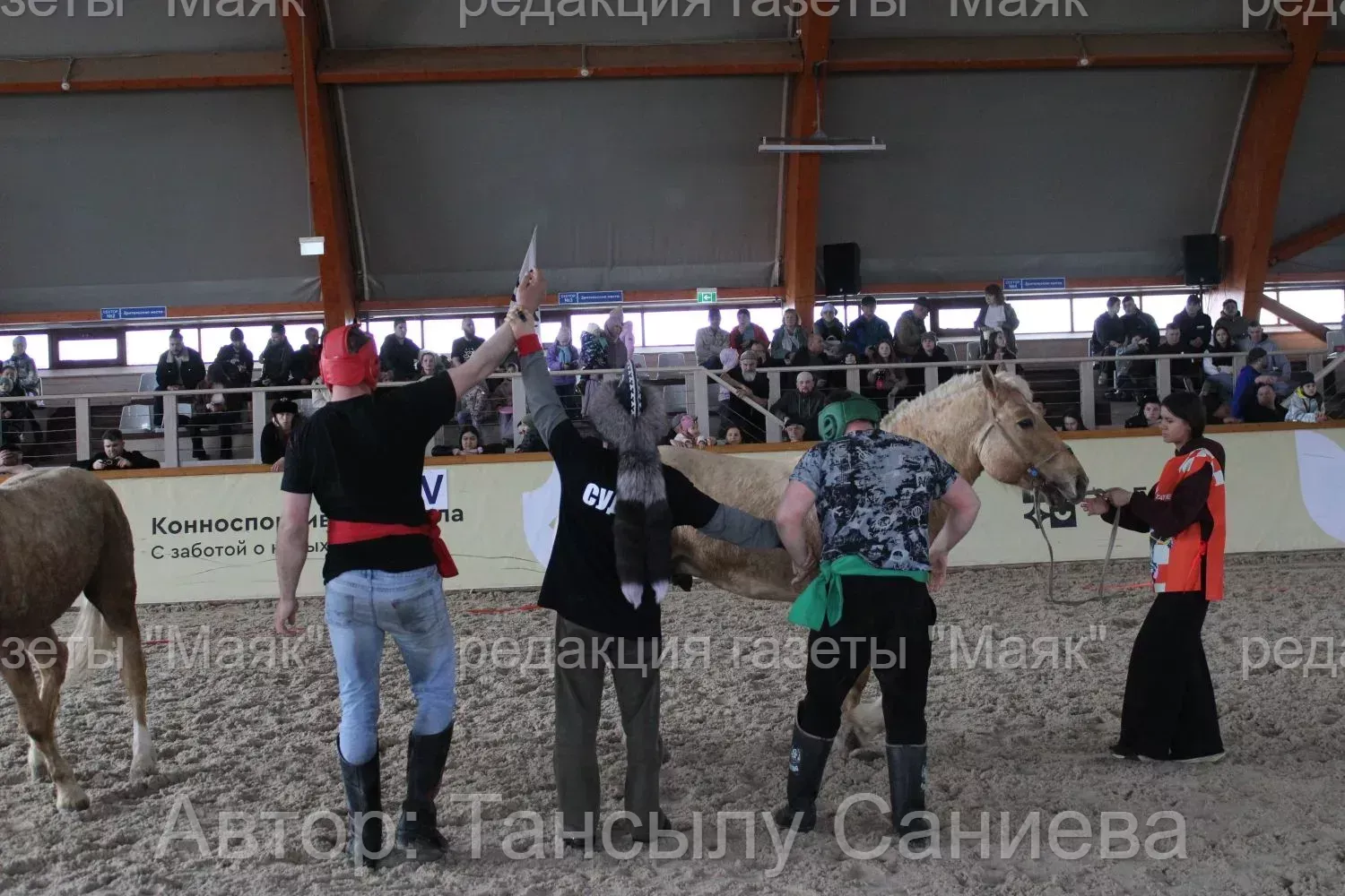 В посёлке Актюбинский мужчины сразились в борьбе на лошадях.